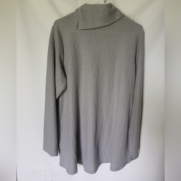 Logo Lori Goldstein Womens Waffle Knit Long Sleeve Top Size 1X Color Grey - Picture 2 of 9